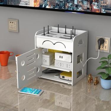 Imagem de Caixa De Armazenamento De Roteador Wi-fi Montada Na Parede,caixas De Armazenamento De Roteador Wi-fi,oco,dissipação De Calor E Ventilação,para Armazenamento De Fi, Triple-layer-small, 24 * 18 * 27cm