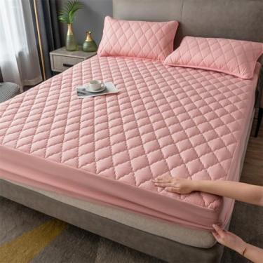 Imagem de Protetor de colchão macio à prova d'água lençol com elástico confortável capa protetora contra poeira para colchão para casa, hotel, lavável, rosa ||solteiro: 89 x 201 (apenas capa de colchão)