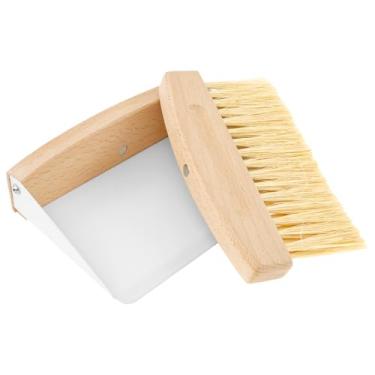 Imagem de Conjunto de panela e escova pequena, conjunto de escova de mesa de madeira e pá de lixo, vassoura de migalhas de madeira, mini vassoura manual eficiente e conjunto de pá de lixo, design magnético