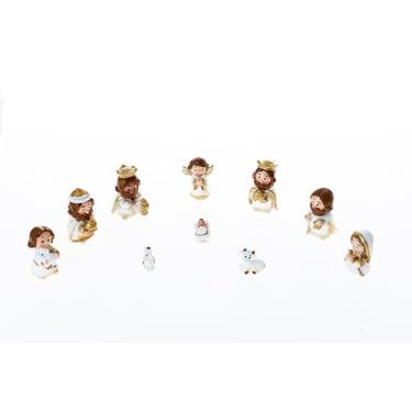 Imagem de WHLHMK Decoração de mesa de presépio de resina (branca)