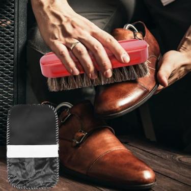 Imagem de Kit de escova de sapatos, escova macia para brilho de crina de cavalo, escova de madeira natural para couro, bota, bolsa