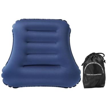 Imagem de Travesseiro lombar inflável, leve e portátil, suporte lombar para assento de carro, almofada ergonômica autoinflável, suporta a parte inferior das costas para viagens, avião, acampamento, caminhada