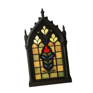 Imagem de Generic Decoração de parede de janela de madeira, placa de madeira com fundo chique e decoração floral, placa pendurada para sala de estar, cozinha e sala de, 34.5 Cm X 19.5 Cm X