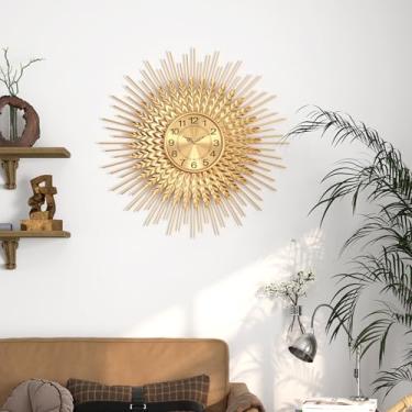 Imagem de DAYDAYART Relógio de parede grande dourado de meados do século decorativo, moderno relógio de parede, metal grande silencioso sem tique-taque, decoração de presente de luxo para casa para sala de