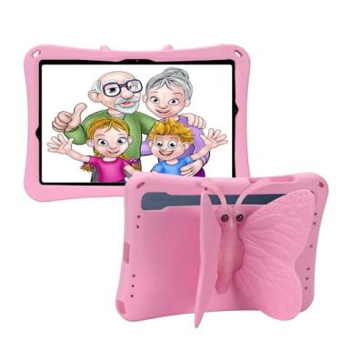 Imagem de Tading Capa infantil para Samsung Galaxy Tab A9 Plus 27.9 cm 2023 (SM-X216B), linda borboleta à prova de crianças, espuma vinílica acetinada, suporte protetor para tablet Galaxy A9+ Plus, rosa