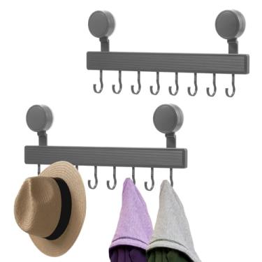 Imagem de DJAPWPX 2 peças de trilho de gancho de cozinha sem perfuração com ventosa e 8 cabides de parede para utensílios de cozinha