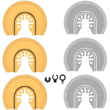 Imagem de KHZSPP 6 peças de lâminas de serra oscilantes, kit universal de lâminas de ferramentas oscilantes, lâmina de serra oscilante semicírculo, lâminas multiferramentas para corte de plástico de metal macio