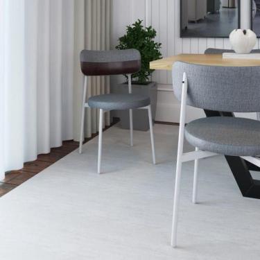 Imagem de Conjunto 2 Cadeiras de Jantar Kyta Tecido Mesclado Est.Branca - Metali