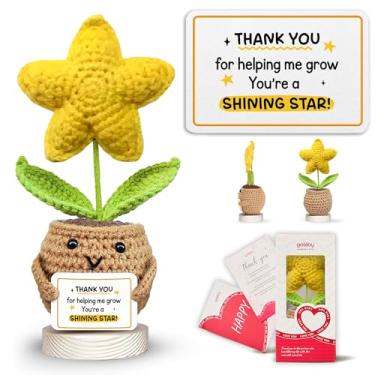 Imagem de Gossby Handmade Positive Star Doll Crochet with Card - Thank You, Appreciation, Positive Gift for Mom, Friend, Coworker (Thank You for Helping Me Grow You’re A Shining Star!)