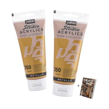 Imagem de P e b e o Studio Acrylics 2 Pack 100ml Iridescent Precious Gold Acrylic Paint for Pouring Paint Arts and Crafts, for Pebeo - Art Deco, Gold Leaf, Canvas Painting Mixed Media & Modern Art, E-book