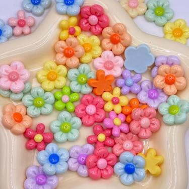 Imagem de Sqqzuie 40 berloques de flores fofos, contas de resina planas para fazer joias, pingentes de geleca para artesanato, chaveiro, unhas, capas de telefone, garrafas, álbuns, cartões, grampos de cabelo