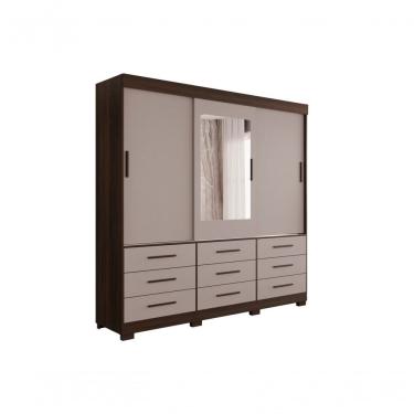 Imagem de Guarda-roupa New Star 3 Portas 9 Gavetas Com Espelho Salleto Savana/off White