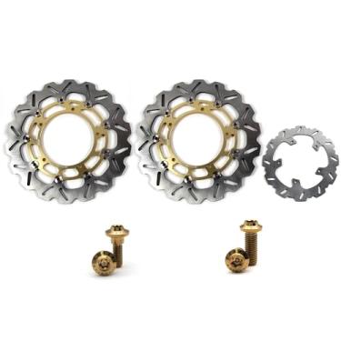 Imagem de Arashi Discos de freio dianteiros traseiros rotores com parafusos de montagem para Yamaha FZ8 Fazer 8 2010-2015 ABS 2011-2015, peças de acessórios de reposição de motocicleta