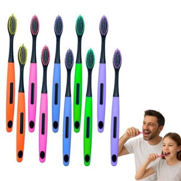 Imagem de Kit 10 Escovas De Dente Macia Adulto Com Capa Protetora Cerdas Macia -