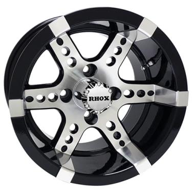 Imagem de Red Hawk TIR-RX250 Roda de alumínio RHOX RX250, usinada com preto com tampa central, carrinhos de golfe ET-25 de 30 x 17 cm