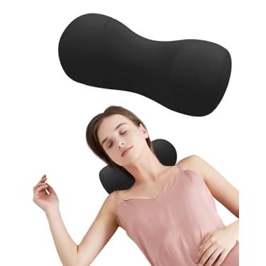 Imagem de SPRING SEAON Travesseiro de apoio de pescoço para dormir, travesseiro pequeno com rolo de pescoço, alongador cervical, para alívio da dor no pescoço, espuma viscoelástica com tecido legal, fronha