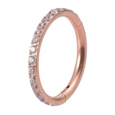 Imagem de 1 anel de argola articulada ouro rosa CZ 16G 9 mm aço inoxidável concha daith torre cartilagem tragus helix brincos segmento septo argola clicker anel piercing nariz jóias