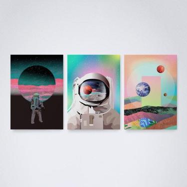 Imagem de Quadro Astronauta Abstrato 30x20cm - Elegância e Qualidade