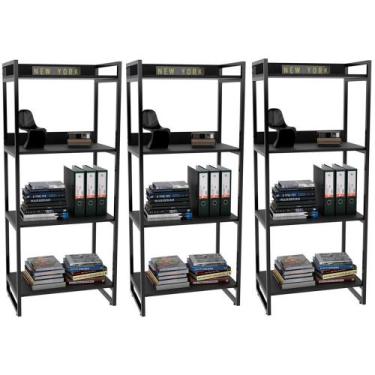 Imagem de Kit 03 Estantes com 4 Prateleiras Escritório Estilo Industrial Form 14