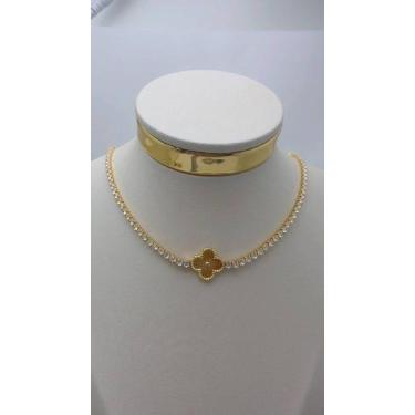 Imagem de Colar Riviera com Trevo 45cm - Banhado a Ouro 18k - 01 Unidade - no-br