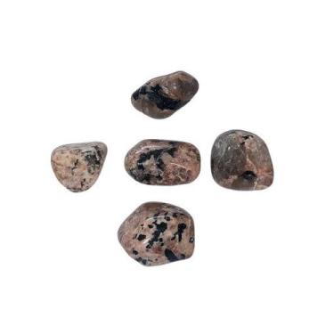 Imagem de Conjunto de 5 Pedras Roladas de Turmalina Preta no Feldspato Natural -