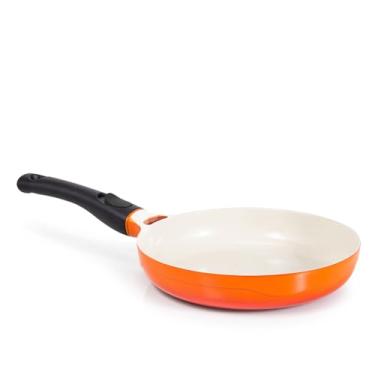 Imagem de LE COOK Frigideira Premier Revestimento Cerâmica Antiaderente 24cm Laranja Cabo Destacável Alta Performance, Fundo de Indução, Forno, Fogão Gás Elétrico Vitrocerâmico