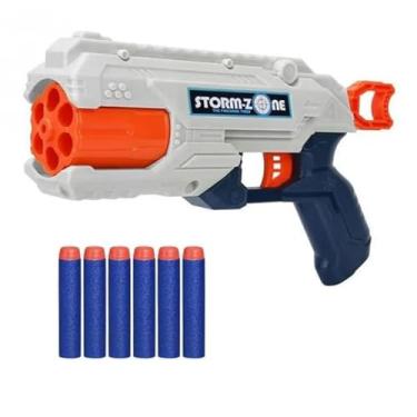 Imagem de Pistola Compativel Nerf Lançadora C/ 6 Dardos Brinquedo (Branco)