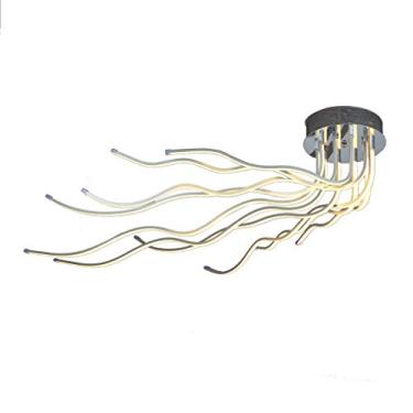 Imagem de Luminária de teto moderna LED embutida para sala de estar e jantar, luminária pendente com design curvo chique, lustre de acrílico para quarto, banheiro, cozinha, corredor, sala de estar, lu