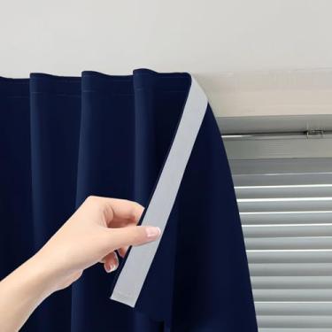 Imagem de Sovtfides Cortinas blackout portáteis autoadesivas para quarto, fácil de instalar, cortinas de janela térmicas, escurecimento de sala de cozinha, 150 x 213 cm, azul marinho, 1 painel