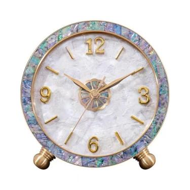 Imagem de hezhuhe2258 Relógio de mesa de latão relógio de mesa casa sala de estar luz ornamentos colocados de luxo mudo moda relógio de mesa relógio de mesa