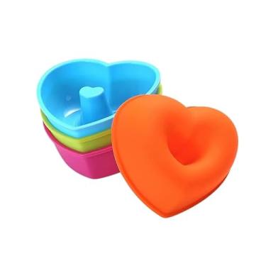 Imagem de Forminha de Silicone, Kit 6/12 Forma de Pudim Estrela Rosquinha Donuts Colorida(Coração,6)
