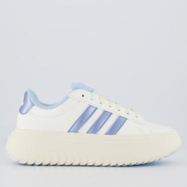 Imagem de Tênis Adidas Grand Court Plataform Feminino Off White e Azul, 36