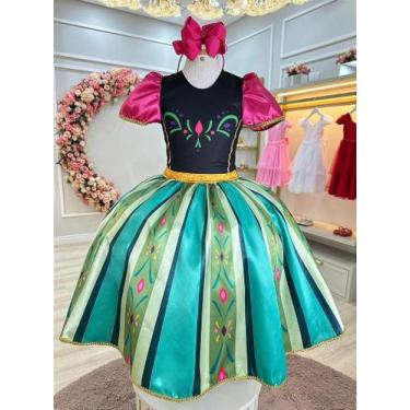 Imagem de Vestido Fantasia Infantil Princesas Frozen Elsa e Anna para Festas - F