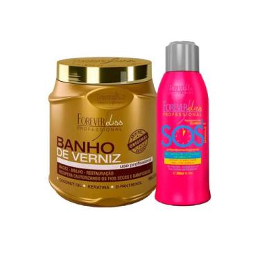 Imagem de Kit Banho d Verniz 1kg e SOS Reconstrutor 300ml Forever Liss - Forever