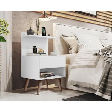 Imagem de KIT 2 Mesas De Cabeceira Retro Luxo Decorativa Quarto Livreiro 1 Gavet