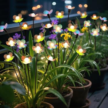 Imagem de Luzes solares de jardim, pacote com 2 12 lâmpadas solares oscilantes de LED, luzes de vaga-lume à prova d'água, luz de fada para jardim, pátio, quintal, caminho, decoração de canteiro de flores