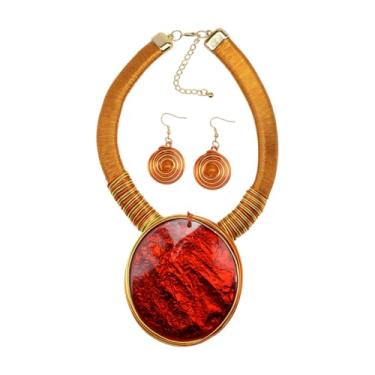 Imagem de Conjunto de brincos com pingente de cristal grande para mulheres, festivais de flores, cor dourada, corrente de metal, joia étnica tribal, middle, Acrílico Resina Cristal, Sem Pedra Preciosa