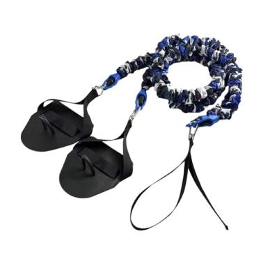 Imagem de Aymzbd Faixa Elástica de Resistência para Natação, Cabo de Alimentação, Elástico, com Pás de Mão, Cabo Elástico para Exercícios de Força de Braço, Treinador, Azul 50 Libras