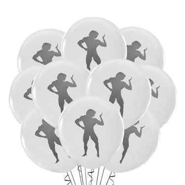 Imagem de 12 Count Gym Balloons Latex, Muscle Flex Dumbell Birthday Party Theme Decoration, Weightlifting, Powerlifting, Bodybuilding, 12 Inch Standard Size (Female Flex)