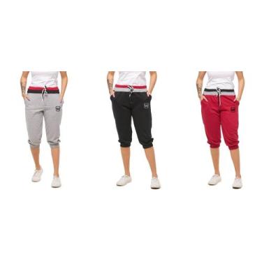 Imagem de Kit com 03 bermudas de moletom feminina wooks saruel skinny, G, B1, Ci