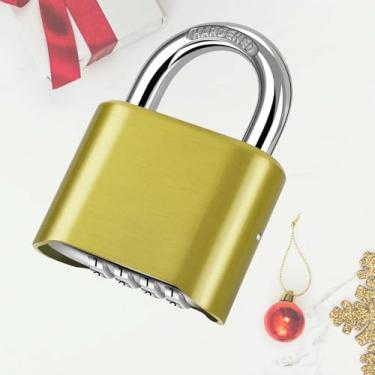 Imagem de Fechadura de combinação de 4 dígitos, cadeado de metal resistente, fechaduras de liga externa com manilha de aço endurecido, cadeados grandes à prova de intempéries de alta segurança para academia