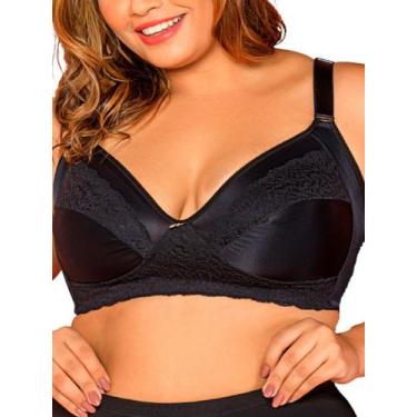 Imagem de Sutiã sem aro e sem bojo dilady 124131 plus size, Preto, 54