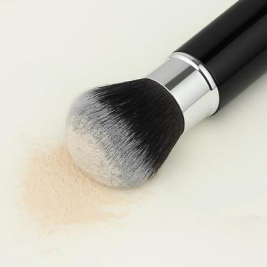 Imagem de Pincel de maquiagem grande portátil – Ferramenta de beleza multifuncional para mulheres, fácil de viajar, macio e durável – 10 cm x 3 cm (preto prata)