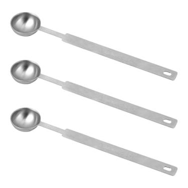 Imagem de 3 colheres medidoras, colheres de chá de aço inoxidável de 17 cm, colheres de sopa, colheres de chá, 1 colher de chá | 1/3 colher de sopa | 5 ml | cabo de 5 colheres de sopa de metal para ingredientes