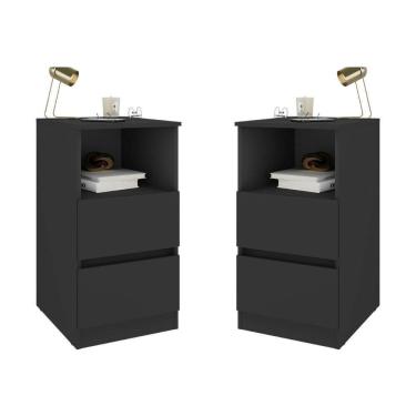Imagem de Kit 2 Mesas De Cabeceira 38,5cm 2 Gavetas Multimóveis Mp4501 Preto
