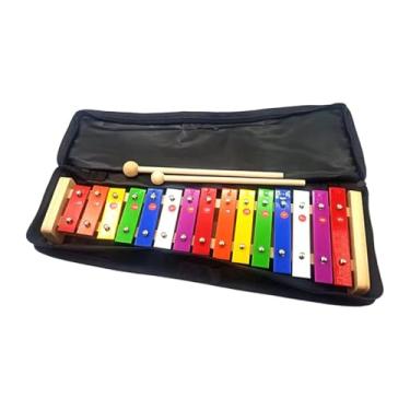 Imagem de Amagogo Xilofone Glockenspiel 15 Tons com 2 Baquetas, Fácil de Segurar, Suave para Crianças, Presente de Natal Colorido, Brinquedo Musical Educativo