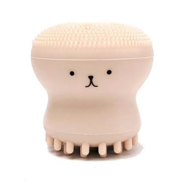 Imagem de Linda escova de limpeza facial de polvo de duas cabeças de silicone – Flexível, fácil de espumar, esfoliante de corpo e rosto para banho, pele