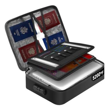 Imagem de Mondoshop Bolsa de documentos à prova de fogo à prova d'água com cadeado organizador de documentos portátil à prova d'água para arquivos importantes - Estojo de armazenamento de viagem à prova de fogo