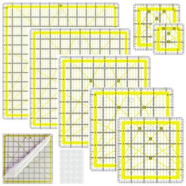 Imagem de Conjunto de réguas acolchoadas BUZHIFF 7 quadradas em acrílico
