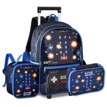Imagem de Mochila Carrinho com Lancheira e Estojo Video Game Bolsa Gamer-Masculino
